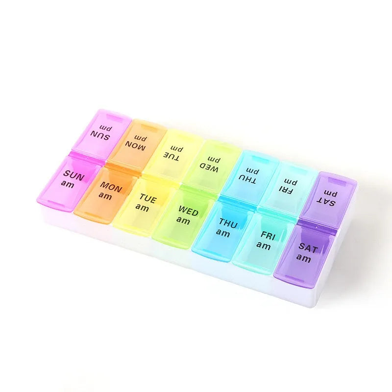 Weekly Pill Organizer — 7-Day 14-Grid Portable Pill Case Box