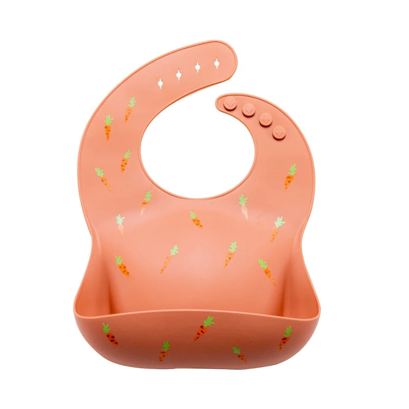 Silicone Baby Bib — Adjustable Waterproof Feeding Bib with Catch Pocket