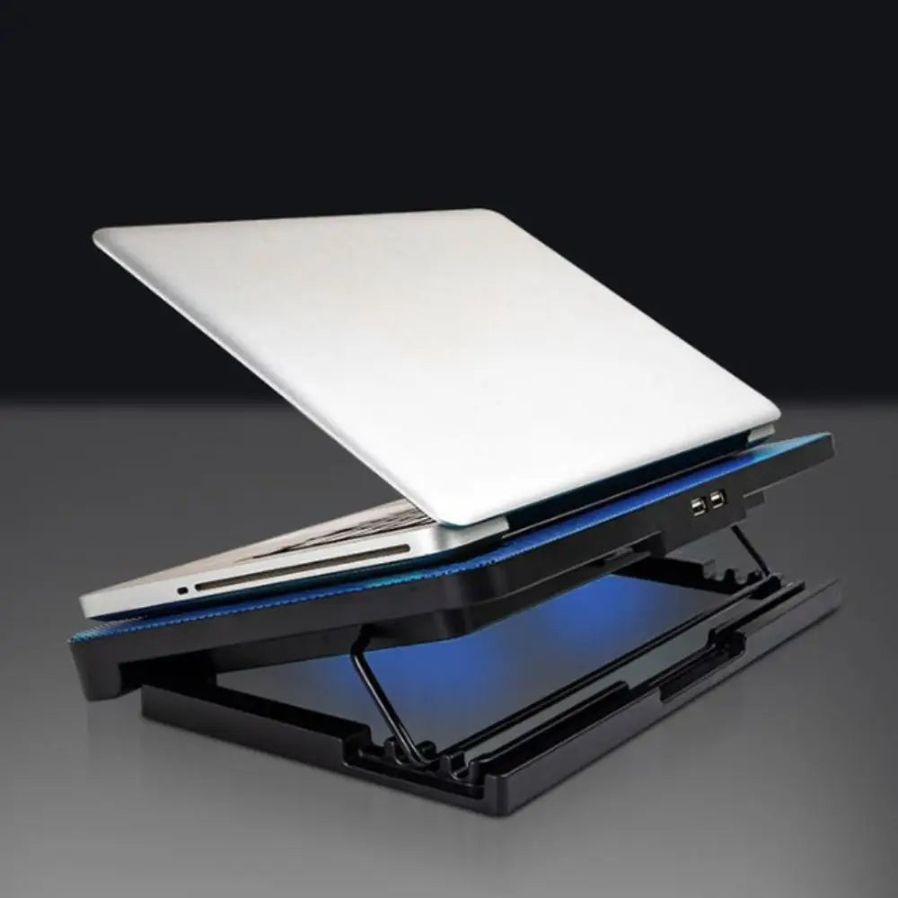 Laptop Cooling Pad — Adjustable Metal Mesh Stand with Dual Fans & LED Light