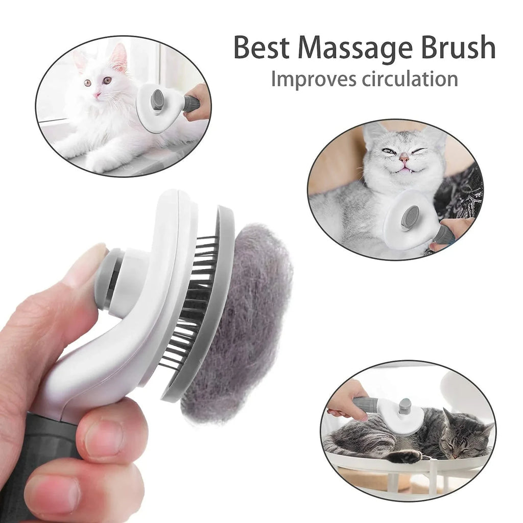 Self-Cleaning Slicker Brush — Gentle Pet Grooming for Dogs & Cats