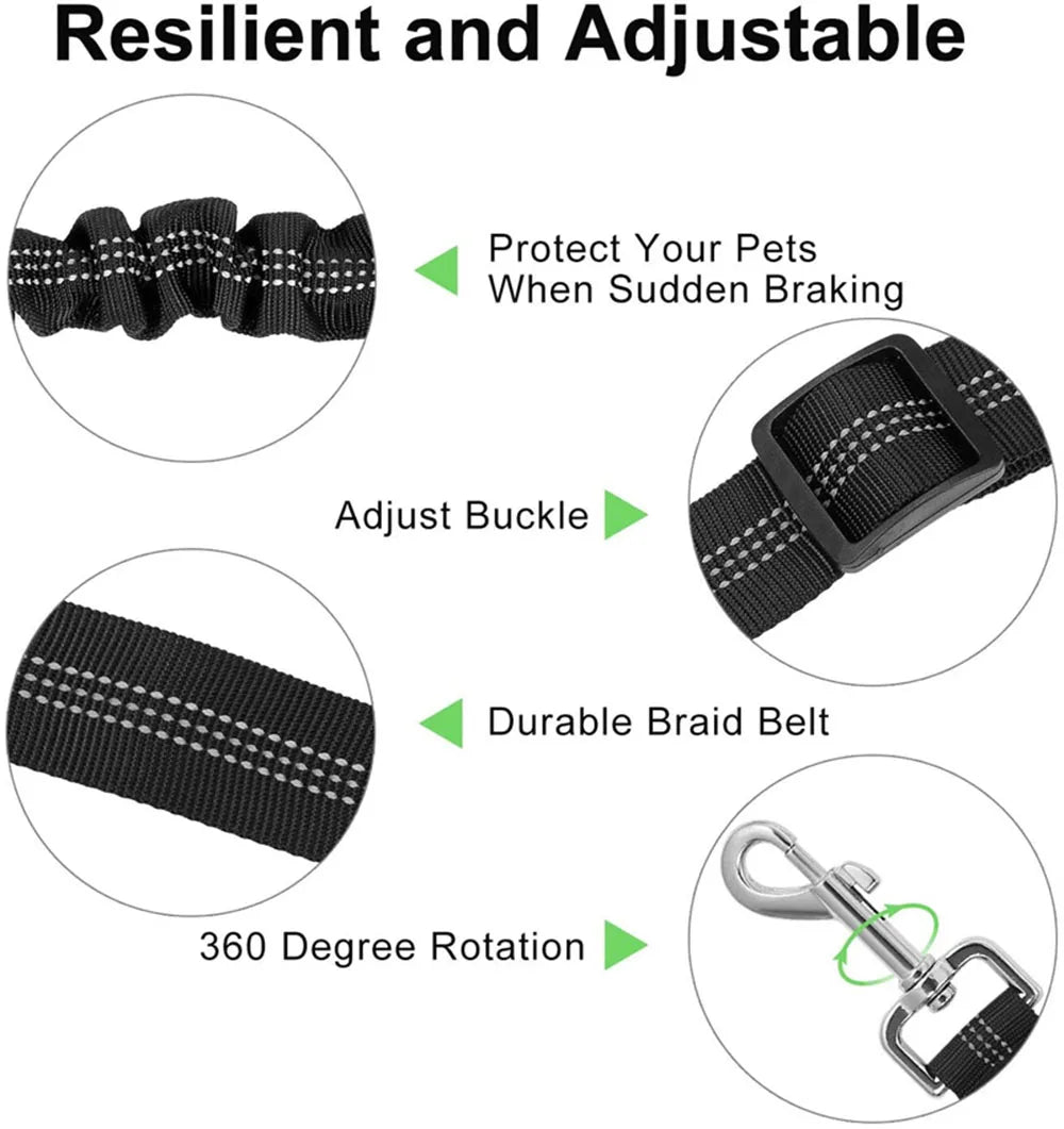 Adjustable Dog Seat Belt — Car Safety Harness for Dogs of All Sizes