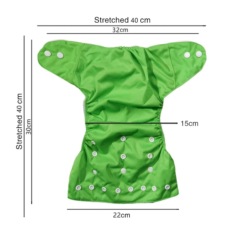 Reusable Cloth Diapers — Adjustable Washable Nappy, One Size Fits 6–33 lbs