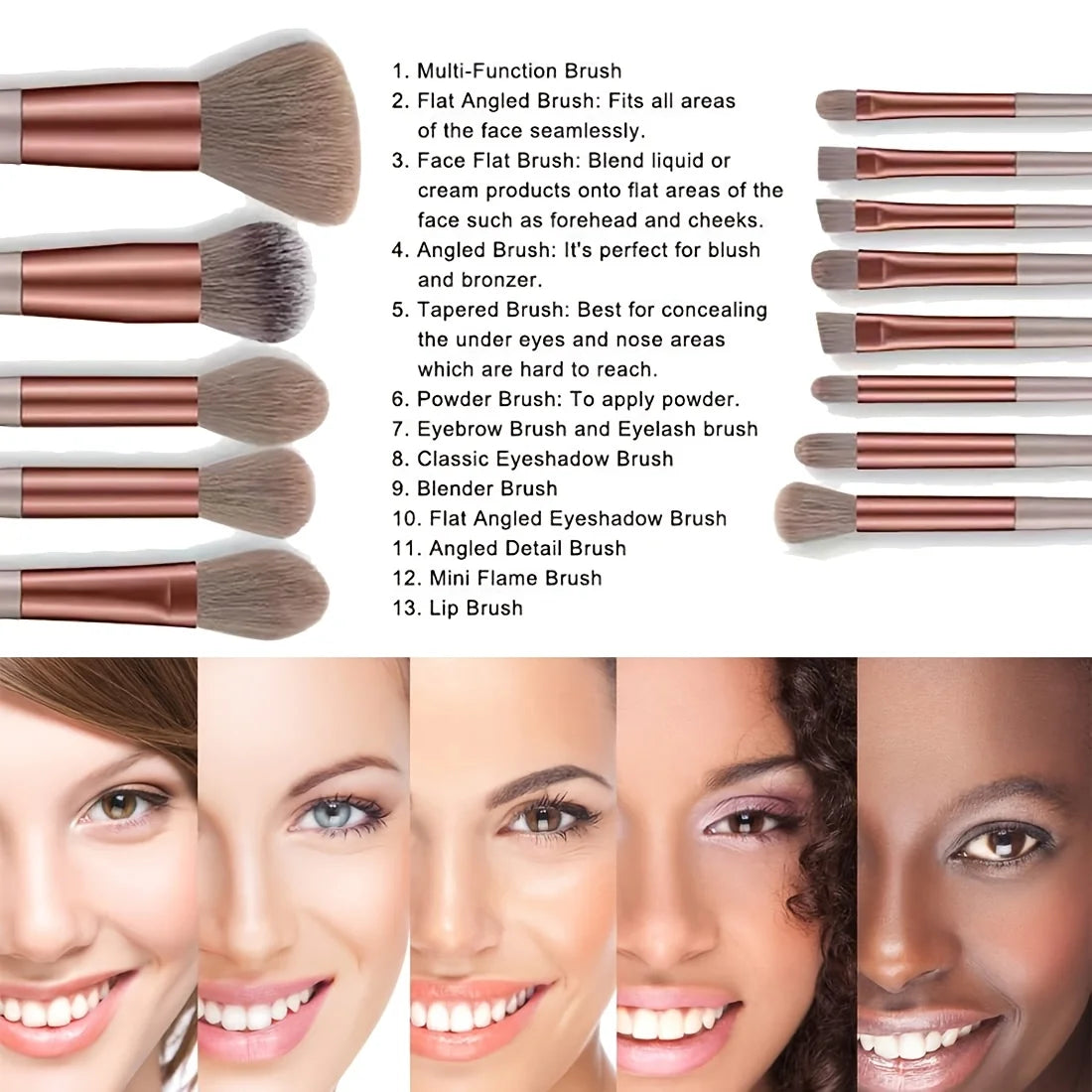 Makeup Brush Set with Travel Pouch — 13 or 27 Piece Cosmetic Brush Kit