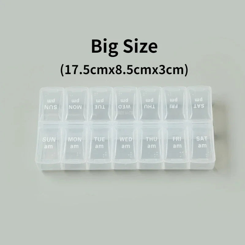 Weekly Pill Organizer — 7-Day 14-Grid Portable Pill Case Box