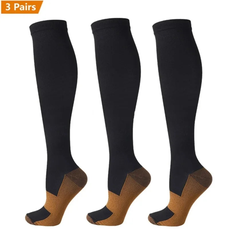 Compression Socks 3-Pack — Graduated Knee-High Socks for Women & Men
