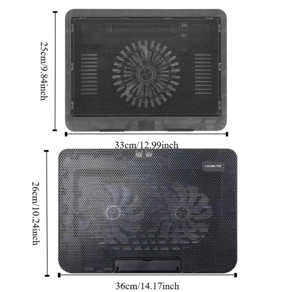 Laptop Cooling Pad — Adjustable Metal Mesh Stand with Dual Fans & LED Light
