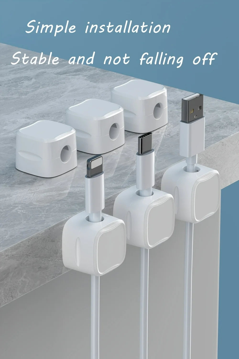 Magnetic Cable Organizer Clips — Self-Adhesive Cord Management for Desk & Home