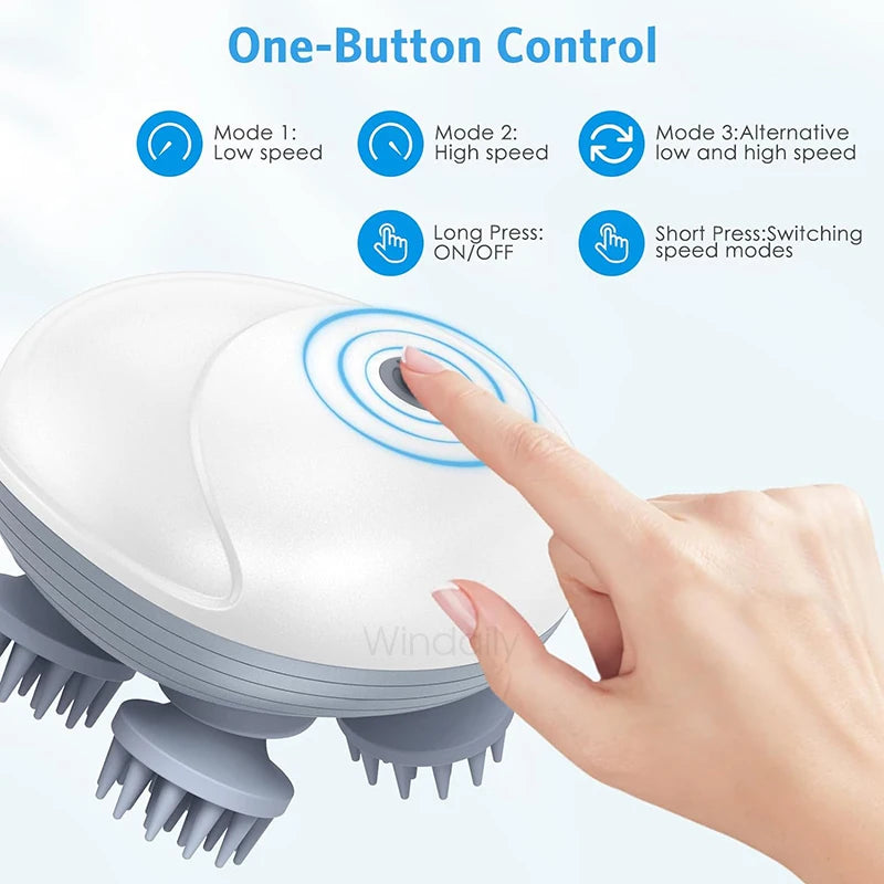 Electric Scalp Massager — 4-Head Deep Kneading for Stress Relief & Relaxation