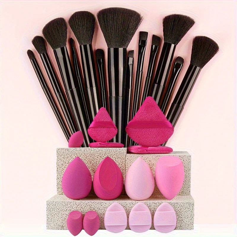 Makeup Brush Set with Travel Pouch — 13 or 27 Piece Cosmetic Brush Kit