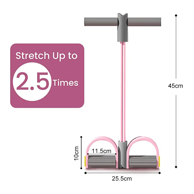 4-Tube Pedal Resistance Band — Full Body Workout for Abs, Arms & Legs