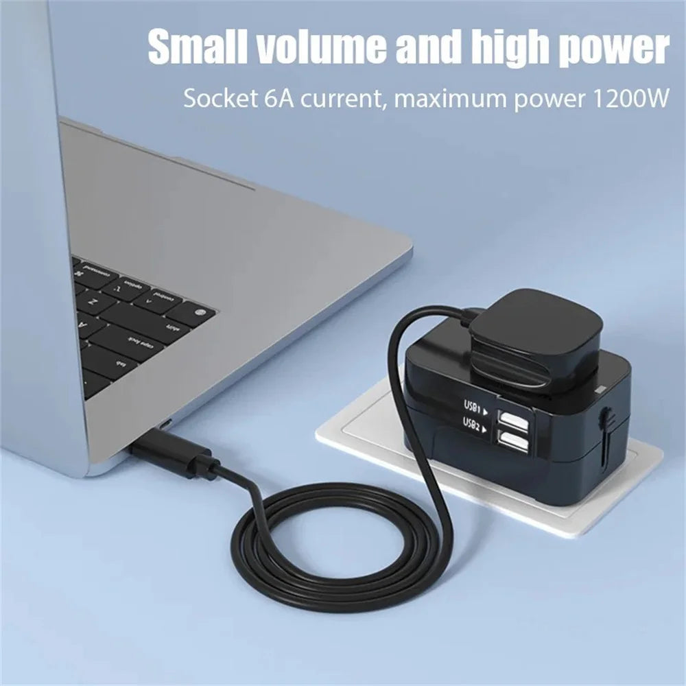 Universal Travel Power Adapter — Worldwide All-in-One Plug with Dual USB Ports