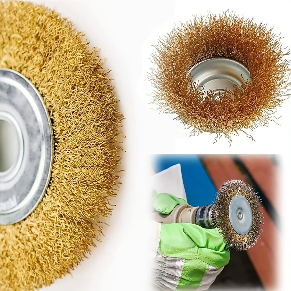 Wire Brush Wheel & Cup Set — Drill Attachment for Rust Removal, Grinding & Polishing