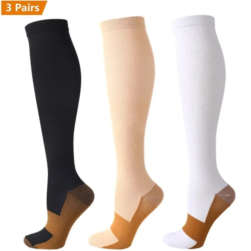 Compression Socks 3-Pack — Graduated Knee-High Socks for Women & Men