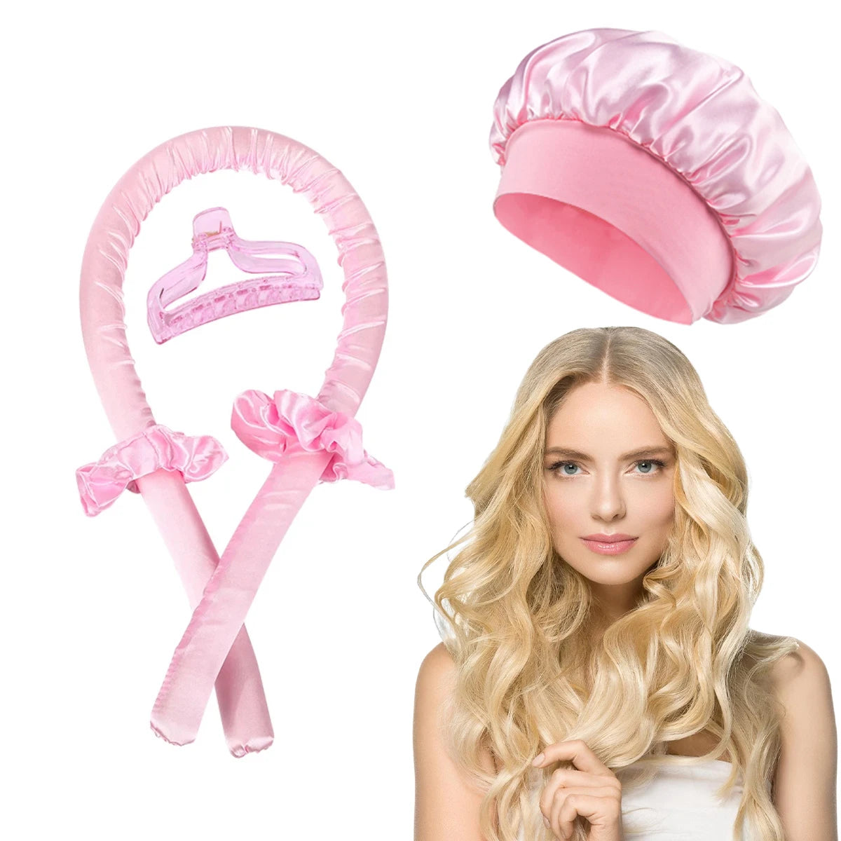 Heatless Curling Rod Headband — Satin Overnight Hair Curler Set