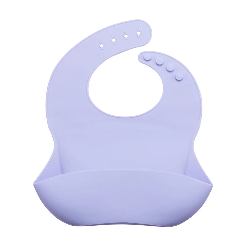 Silicone Baby Bib — Adjustable Waterproof Feeding Bib with Catch Pocket