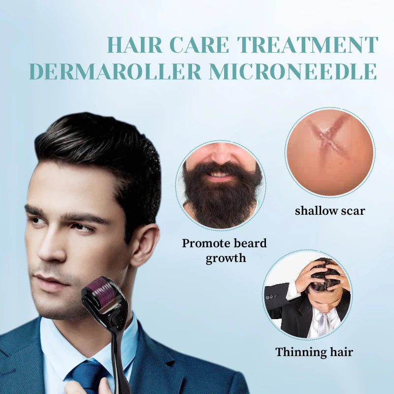 Microneedle Derma Roller — 540 Titanium Needles for Face, Scalp & Beard Growth