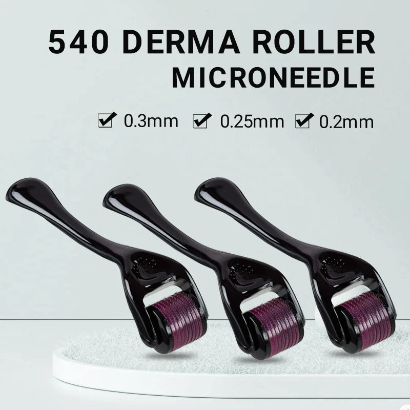 Microneedle Derma Roller — 540 Titanium Needles for Face, Scalp & Beard Growth