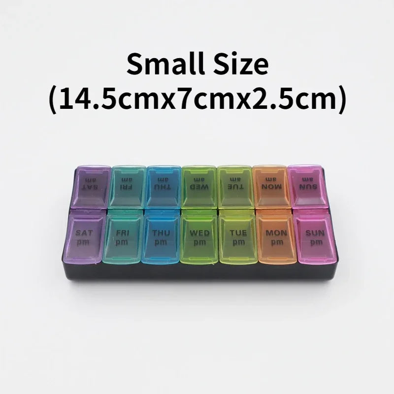 Weekly Pill Organizer — 7-Day 14-Grid Portable Pill Case Box