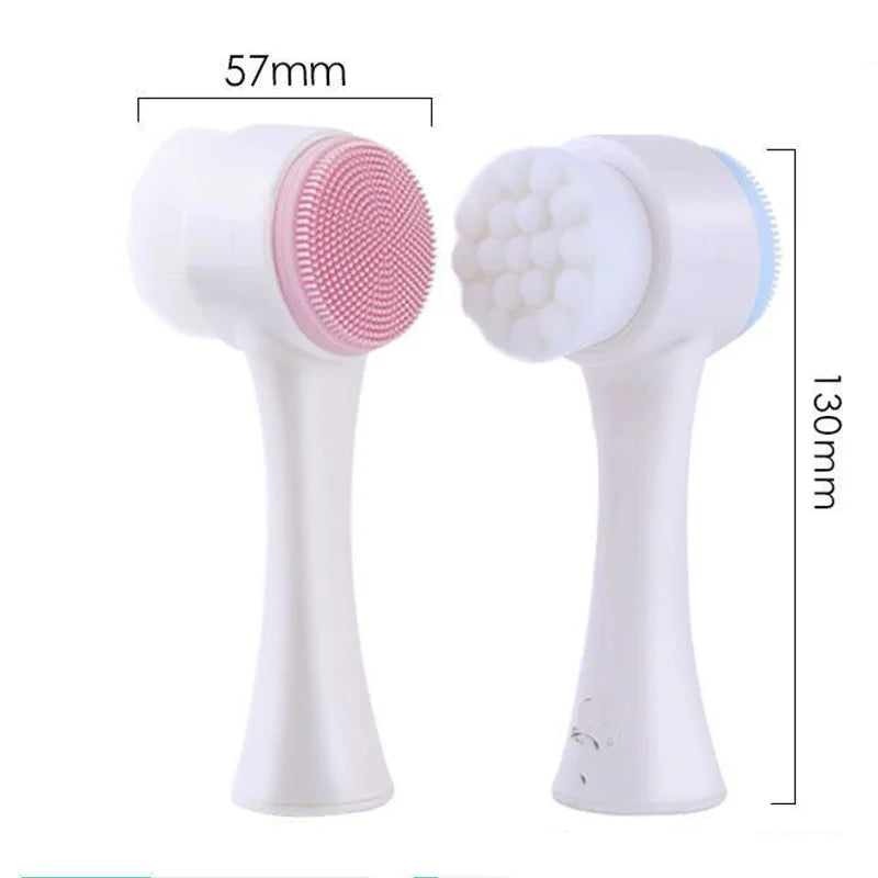 Double-Sided Silicone Facial Cleansing Brush — Gentle Exfoliator & Face Scrubber