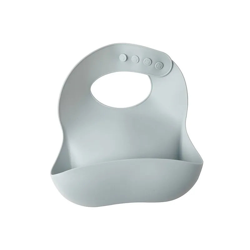 Silicone Baby Bib — Adjustable Waterproof Feeding Bib with Catch Pocket