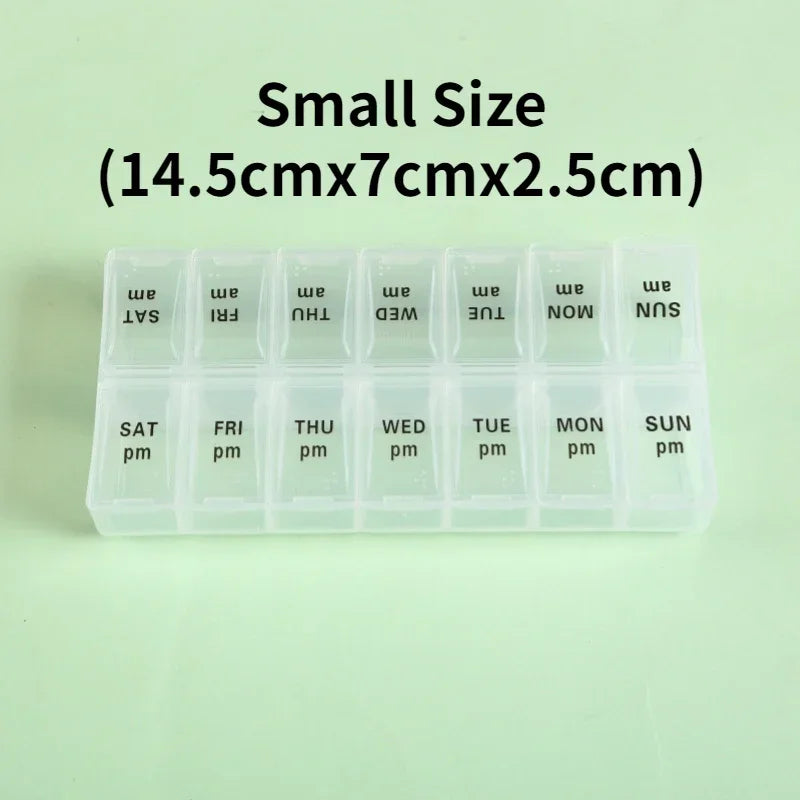 Weekly Pill Organizer — 7-Day 14-Grid Portable Pill Case Box