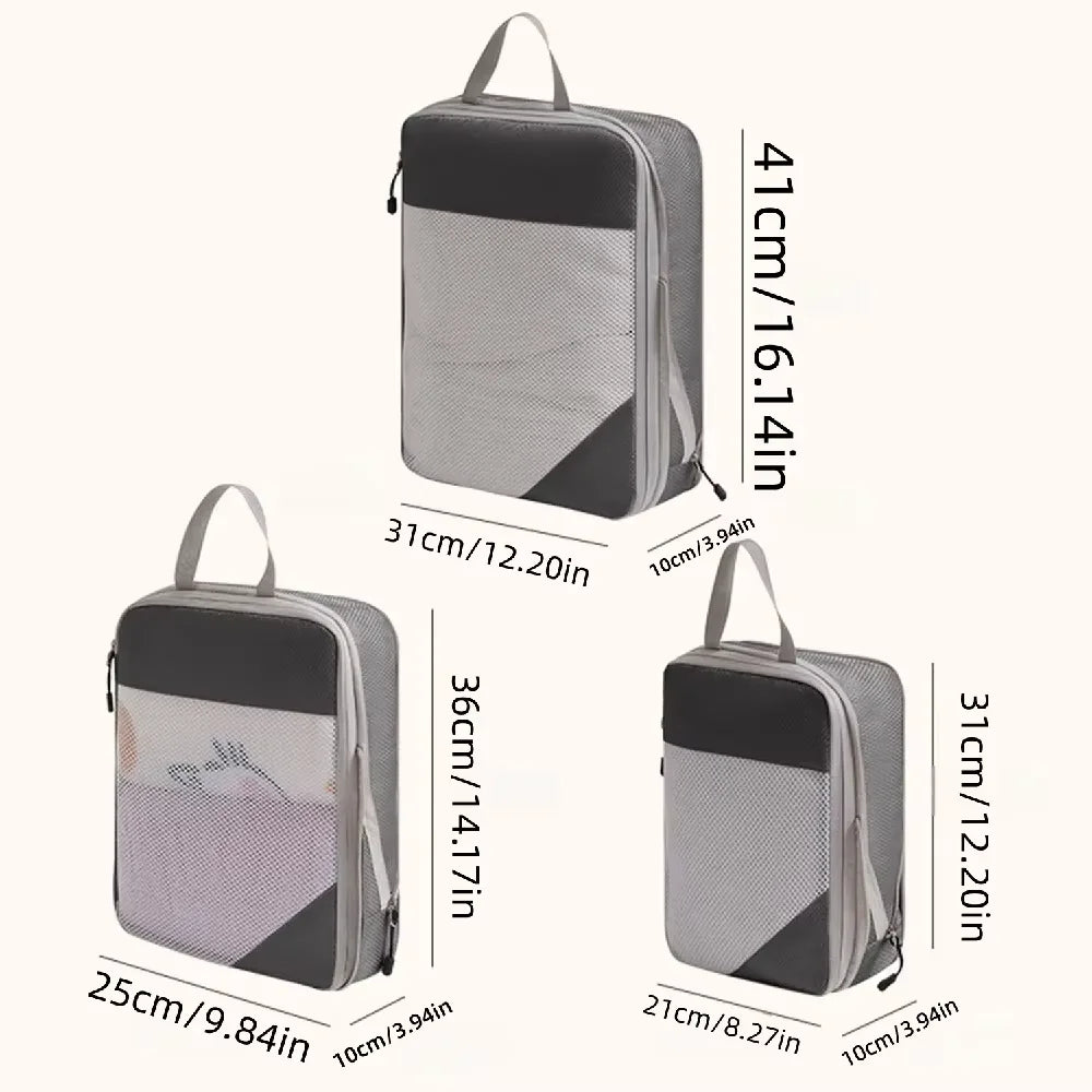 Compression Packing Cubes — Expandable Travel Organizer Set for Suitcases
