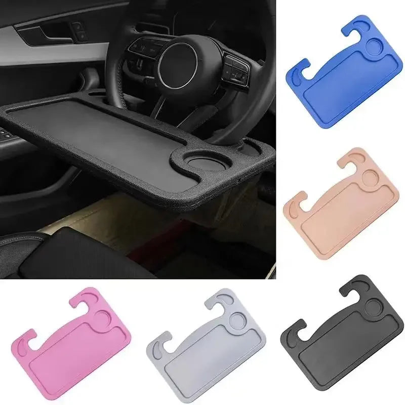 Portable Car Steering Wheel Desk — Foldable Laptop & Food Tray for Drivers