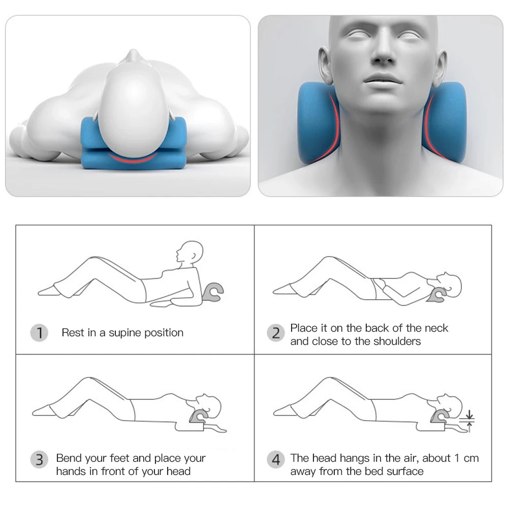 Neck & Shoulder Stretcher — Cervical Traction Pillow for Pain Relief & Posture