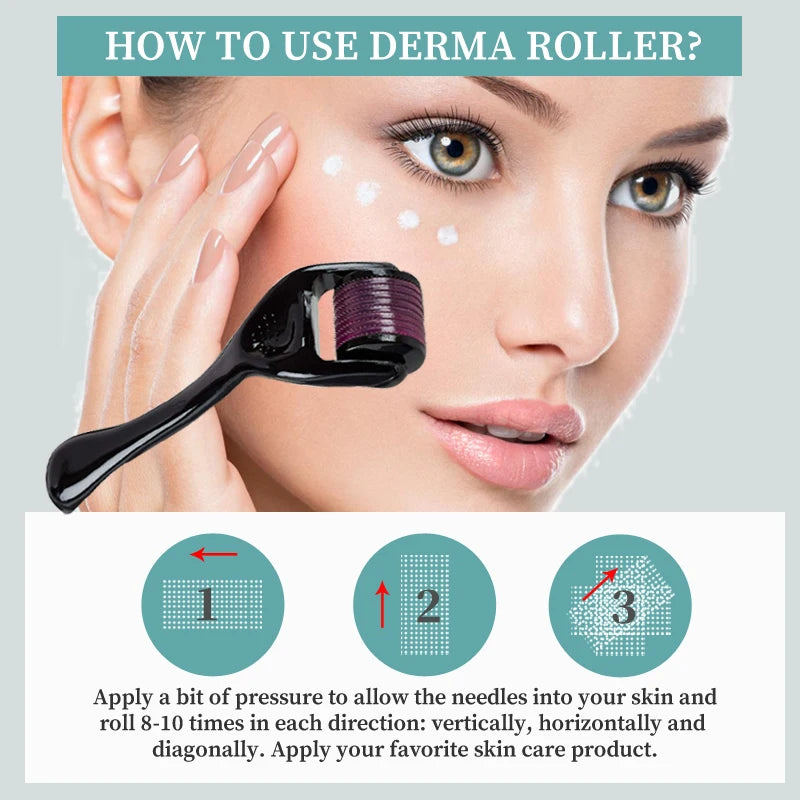 Microneedle Derma Roller — 540 Titanium Needles for Face, Scalp & Beard Growth