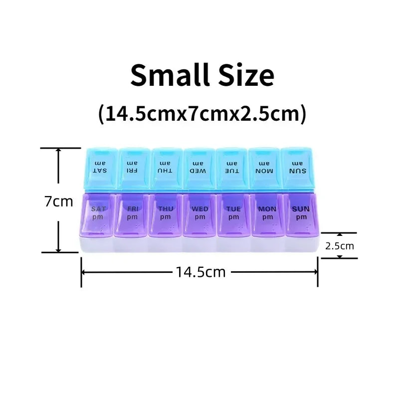 Weekly Pill Organizer — 7-Day 14-Grid Portable Pill Case Box