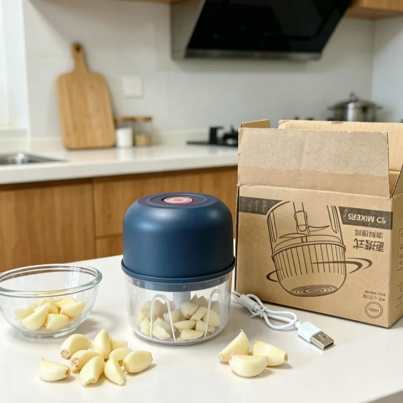 Electric Mini Food Chopper — USB Rechargeable Garlic Press & Vegetable Grinder
