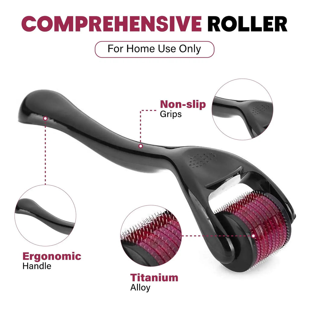 Microneedle Derma Roller — 540 Titanium Needles for Face, Scalp & Beard Growth