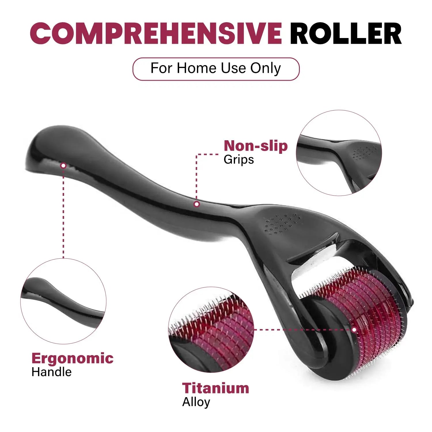 Microneedle Derma Roller — 540 Titanium Needles for Face, Scalp & Beard Growth