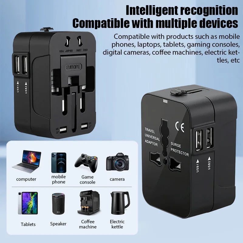 Universal Travel Power Adapter — Worldwide All-in-One Plug with Dual USB Ports