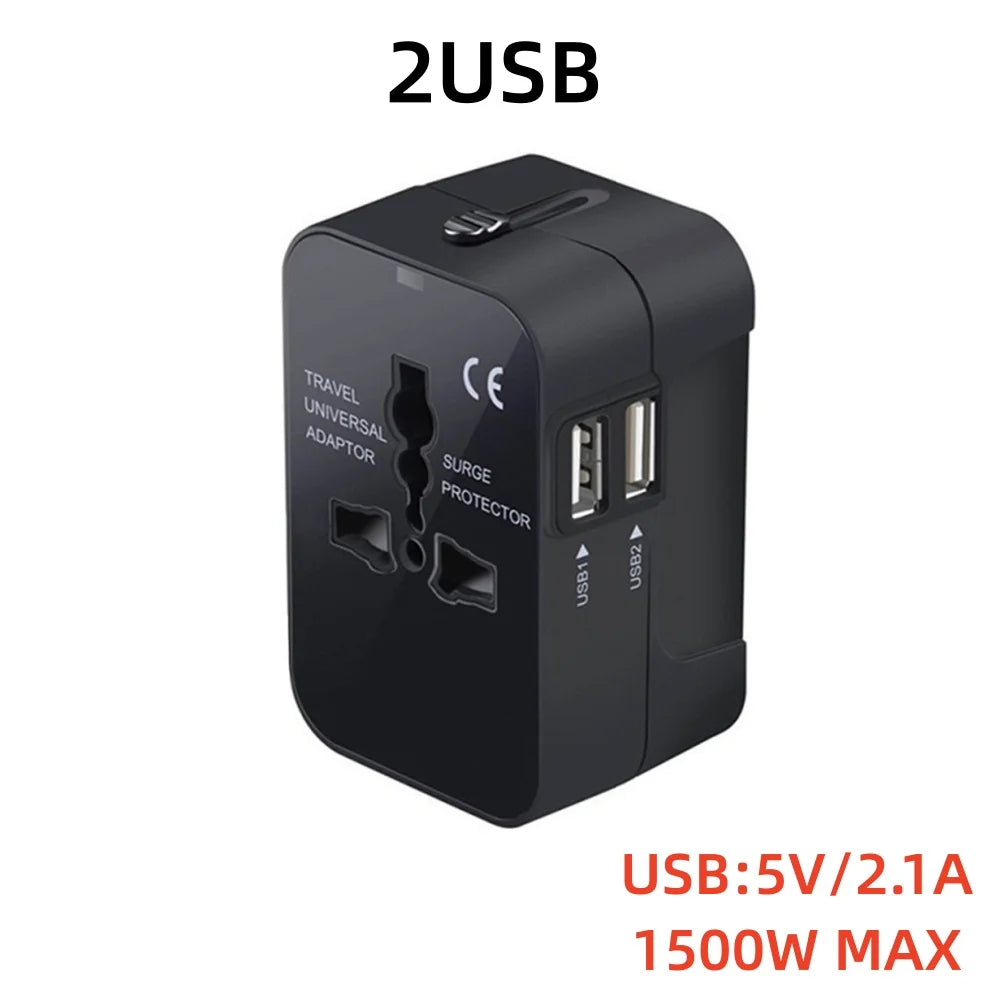 Universal Travel Power Adapter — Worldwide All-in-One Plug with Dual USB Ports
