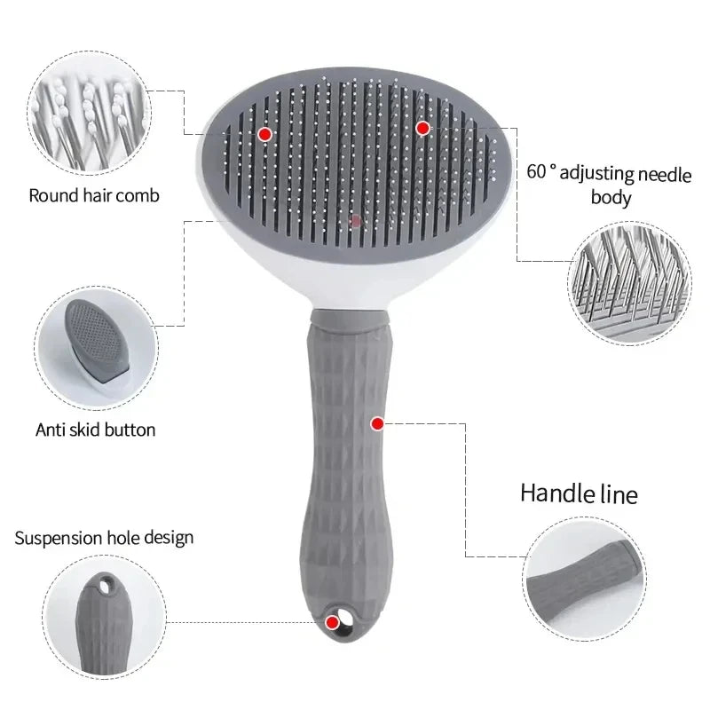 Self-Cleaning Slicker Brush — Gentle Pet Grooming for Dogs & Cats