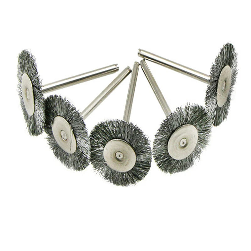 5-Piece Stainless Steel Wire Brush Set — Rotary Tool Attachment for Polishing & Rust Removal